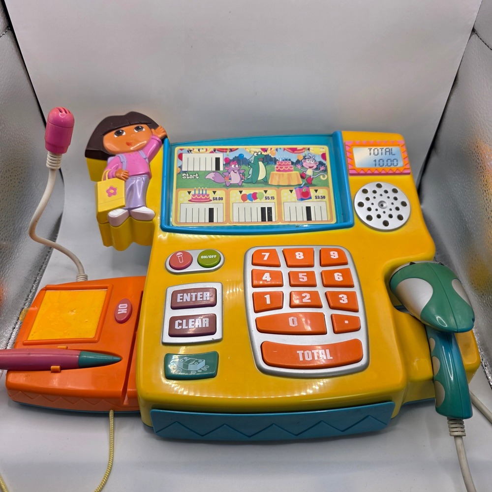 Mattel Dora the Explorer Talking Cash Register Toy Yellow 2005 Tested Works